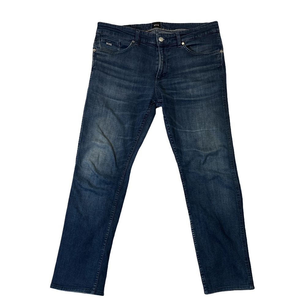 Boss mens 33x27 Delaware slim fit cashmere touch soft denim blue jeans EUC